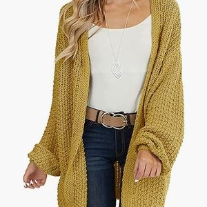 MEROKEETY Women's Open Front Chunky Knit Sweater Oversized Cardigan Med